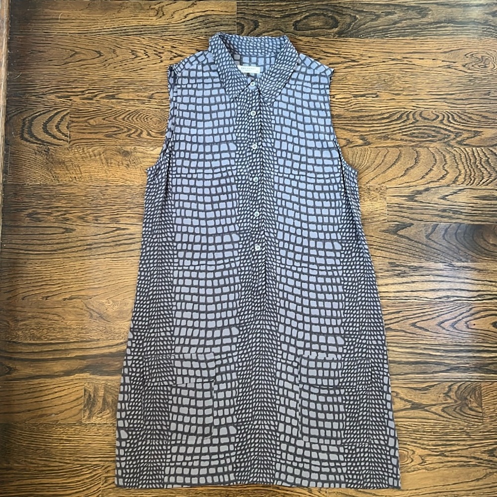 Equipment Silk Gray Print Shirt Dress Size Large